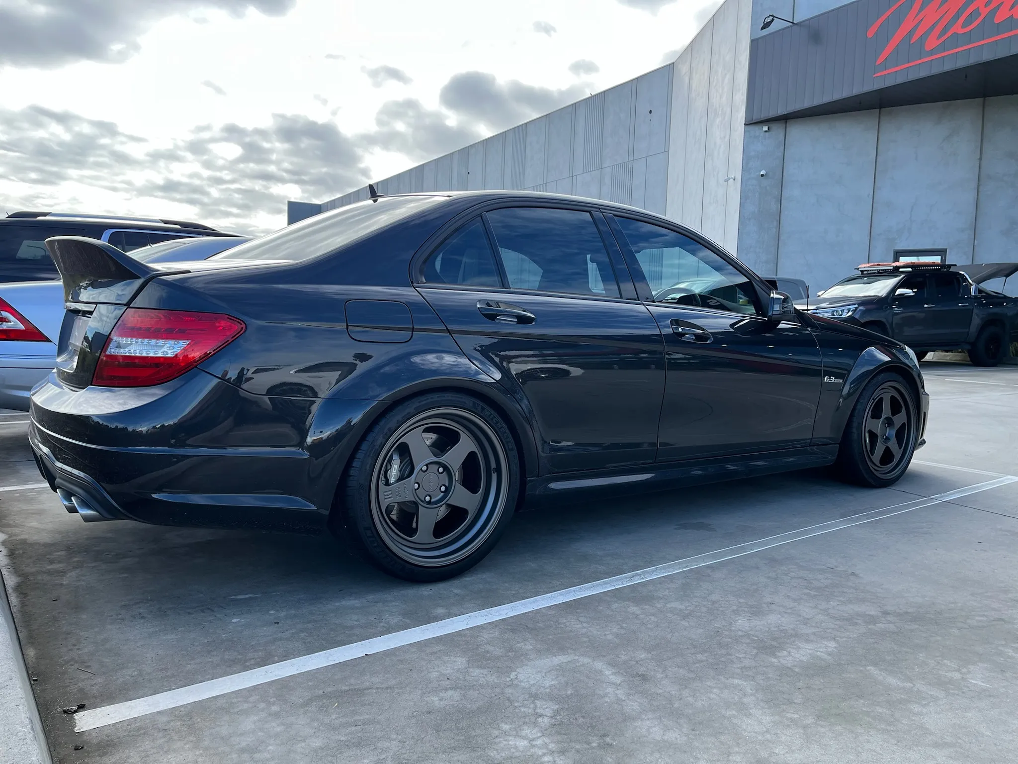 MERCEDES C63 with CUSTOM 2 PIECE 19 inch WHEELS |  | MERCEDES